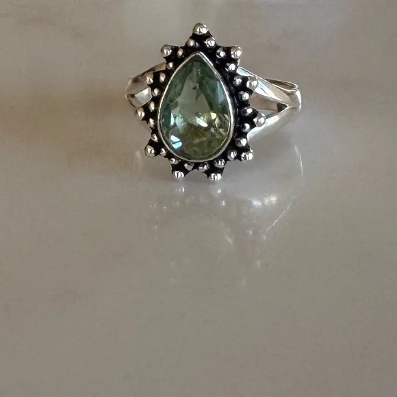 NWOT Sundance Sunlit Leaves Ring, Green Amethyst, Sterling Silver